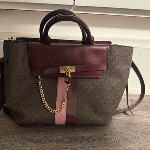 Michael Kors Hamilton Brown and Burgundy Satchel